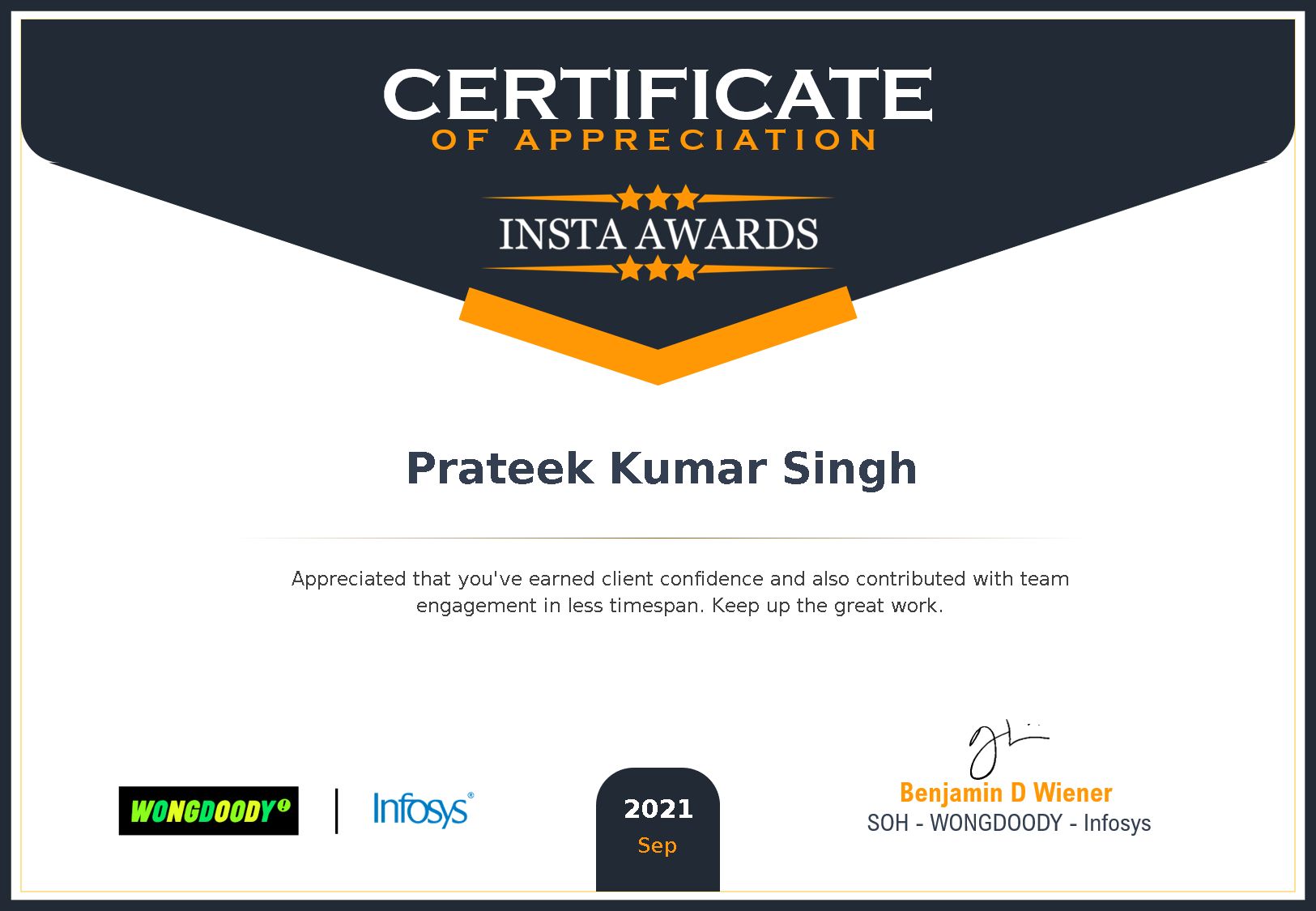 An Award Certificate